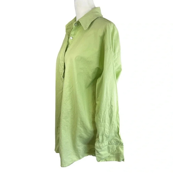 NIA Linen Rayon Women's Long Sleeve Green Button Up - Size Medium - Picture 1 of 9